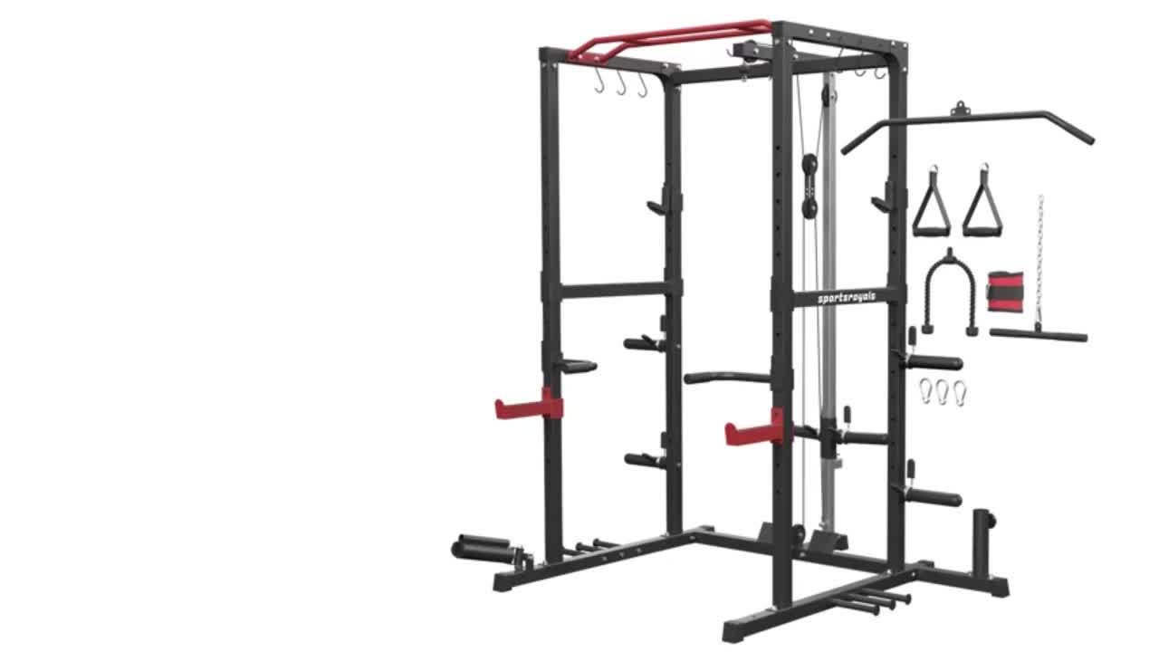 Ultimate Home Gym Power Cage - 1200lbs Capacity, Multi-Function with Adjustable Cable System & Attachments, Includes Weight Bench, Leg Extension & Curl Machine