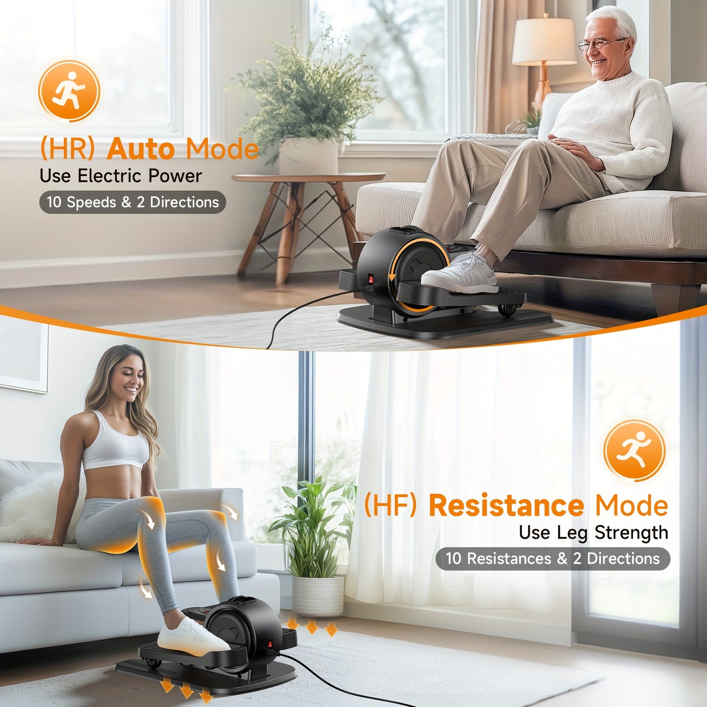 Quiet & Portable Under Desk Elliptical Machine - Fully Assembled Mini Bike\u002FStepper with Digital Display, Ideal for Leg Muscle Strengthening, Comfort Design, Perfect Gift for Seniors & Parents, US Plug, Elliptical Exercise Machine for Home