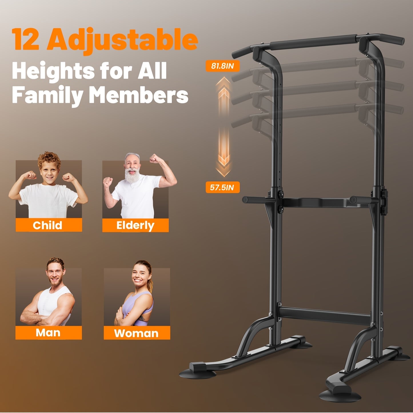 All - In - One Home Gym Essential: 330LBS Capacity Multi - Function Power Tower With Pull - Up Bar & Upgraded Adjustable Foot Cover For Full - Body Workouts