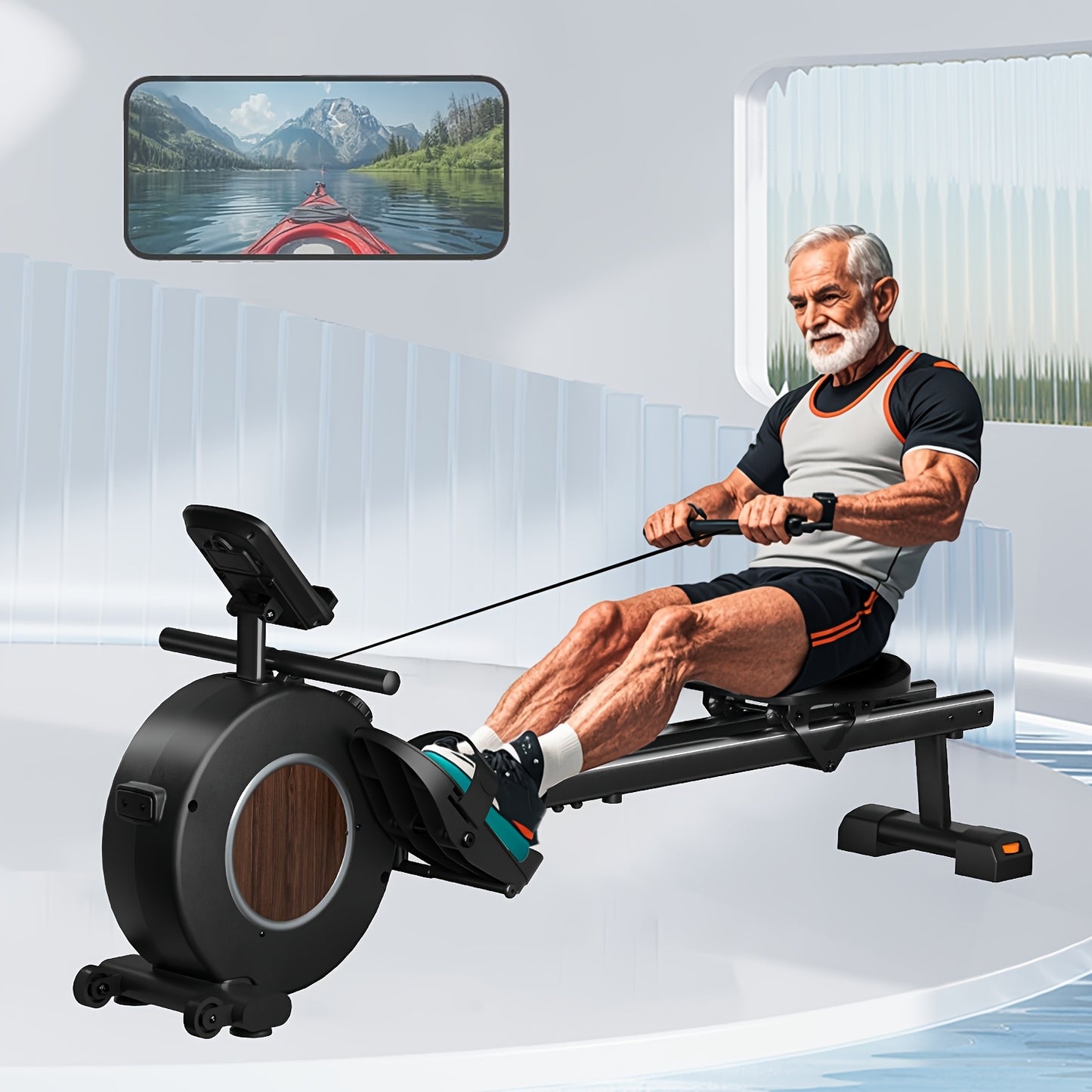 12-Level Resistance Adjustable Hydraulic\u002FMagnetic Water Rowing Machine - 350 lb Weight Capacity, Tablet Holder & Comfort Seat Cushion, Perfect for Home Gym Fitness, Matches Whole Family Fitness Levels