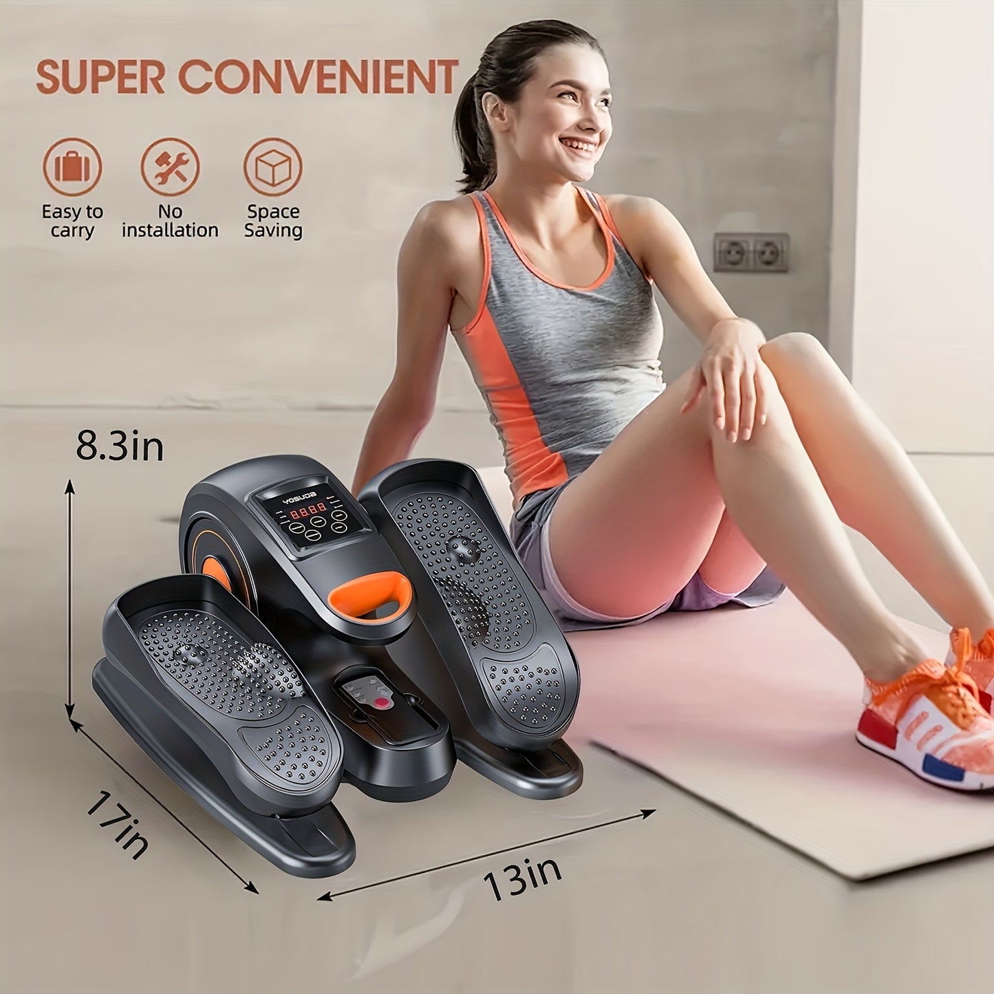 Quiet & Portable Under Desk Elliptical Machine - Fully Assembled Mini Bike\u002FStepper with Digital Display, Ideal for Leg Muscle Strengthening, Comfort Design, Perfect Gift for Seniors & Parents, US Plug, Elliptical Exercise Machine for Home