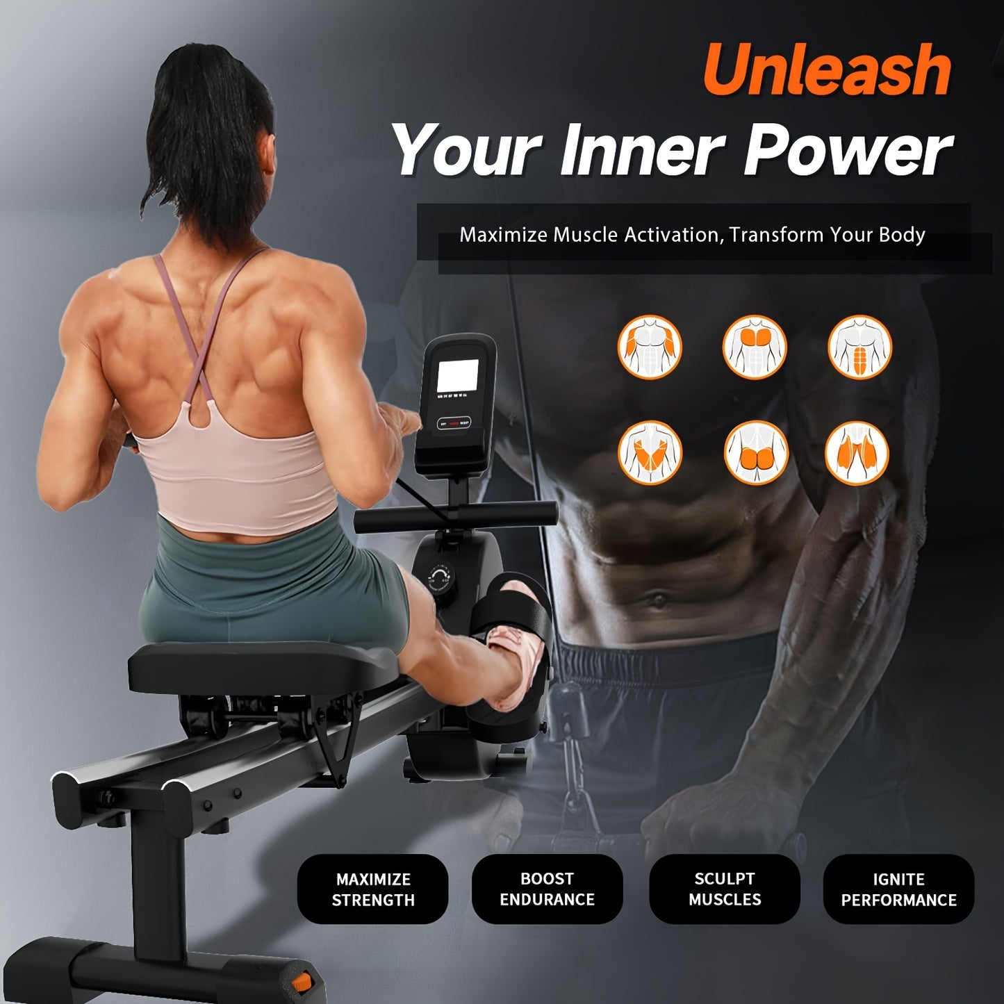 12-Level Resistance Adjustable Hydraulic\u002FMagnetic Water Rowing Machine - 350 lb Weight Capacity, Tablet Holder & Comfort Seat Cushion, Perfect for Home Gym Fitness, Matches Whole Family Fitness Levels