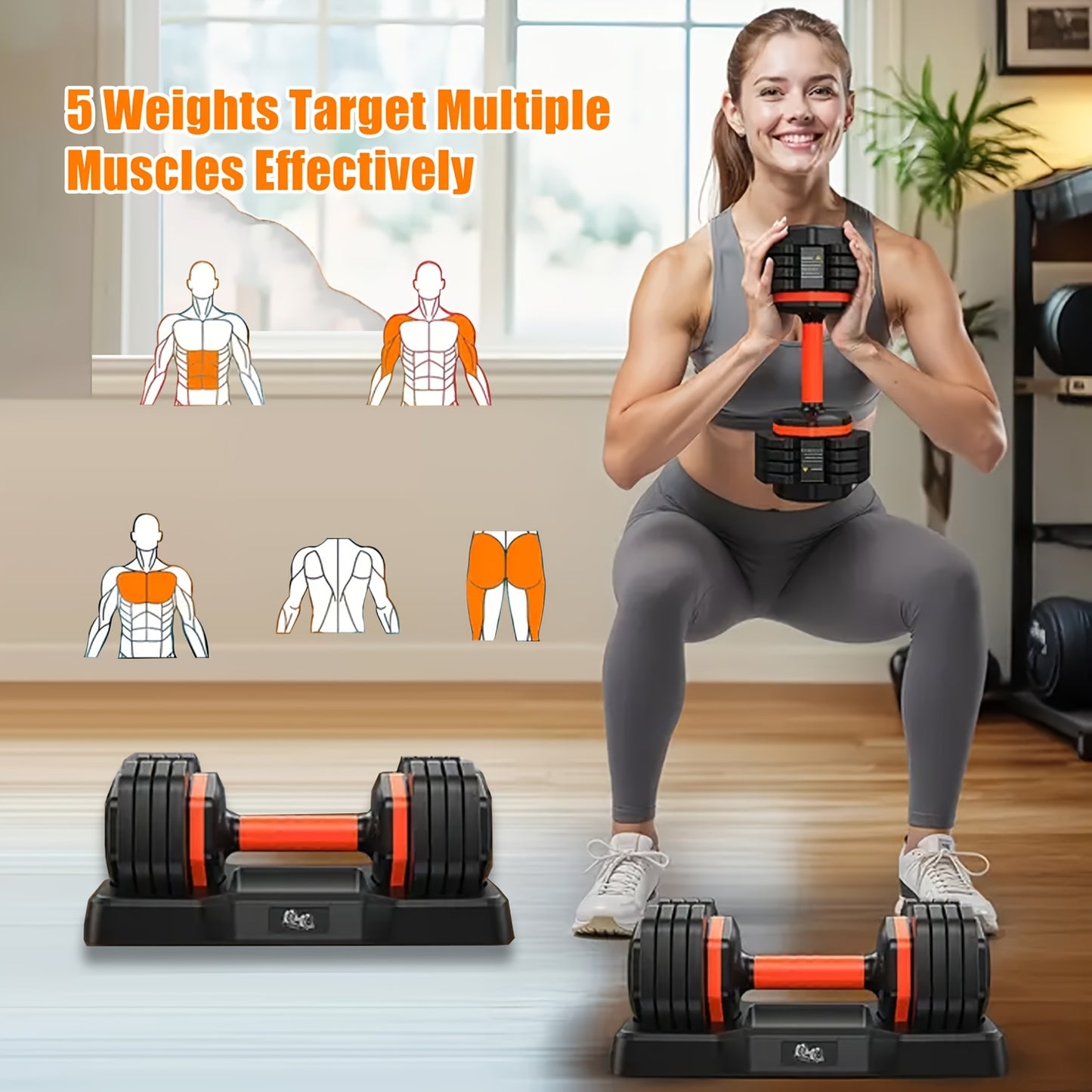 Weight Bench\u002FAdjustable Dumbbell Set for Home Gym, Foldable Workout Bench with 8 Backrests, 660LBS Weight Capacity Adjustable Bench, 55LB Adjustable Dumbbells Set, Home Gym Weight Dumbbells Set