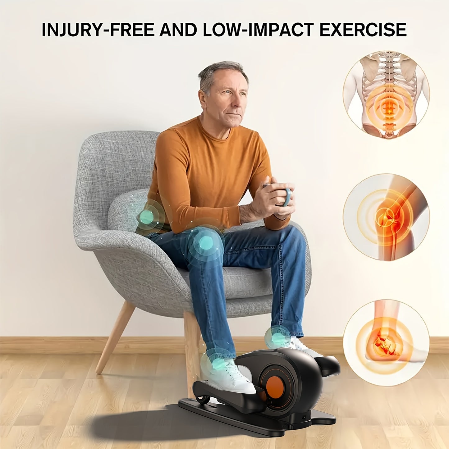 Quiet & Portable Under Desk Elliptical Machine - Fully Assembled Mini Bike\u002FStepper with Digital Display, Ideal for Leg Muscle Strengthening, Comfort Design, Perfect Gift for Seniors & Parents, US Plug, Elliptical Exercise Machine for Home