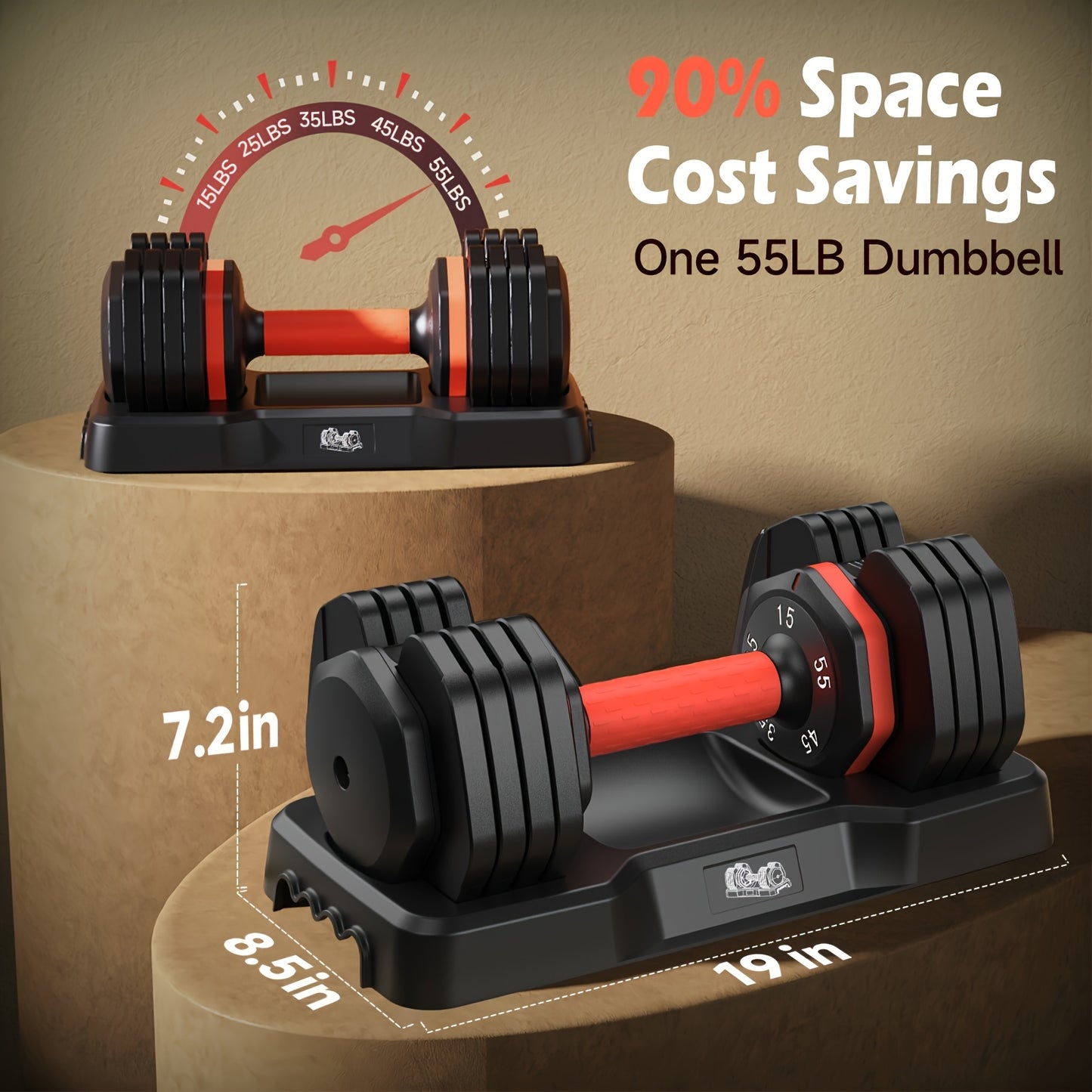 25\u002F55LB Adjustable Dumbbell - Quick 1-Second Weight Change, Perfect For Home Gym, Full Body Workout, Strength Training, And Fitness Enthusiasts, Gift For Boy\u002FMen, Effectively Exercise Arm Muscles, Improve The Body'S Motor Coordination