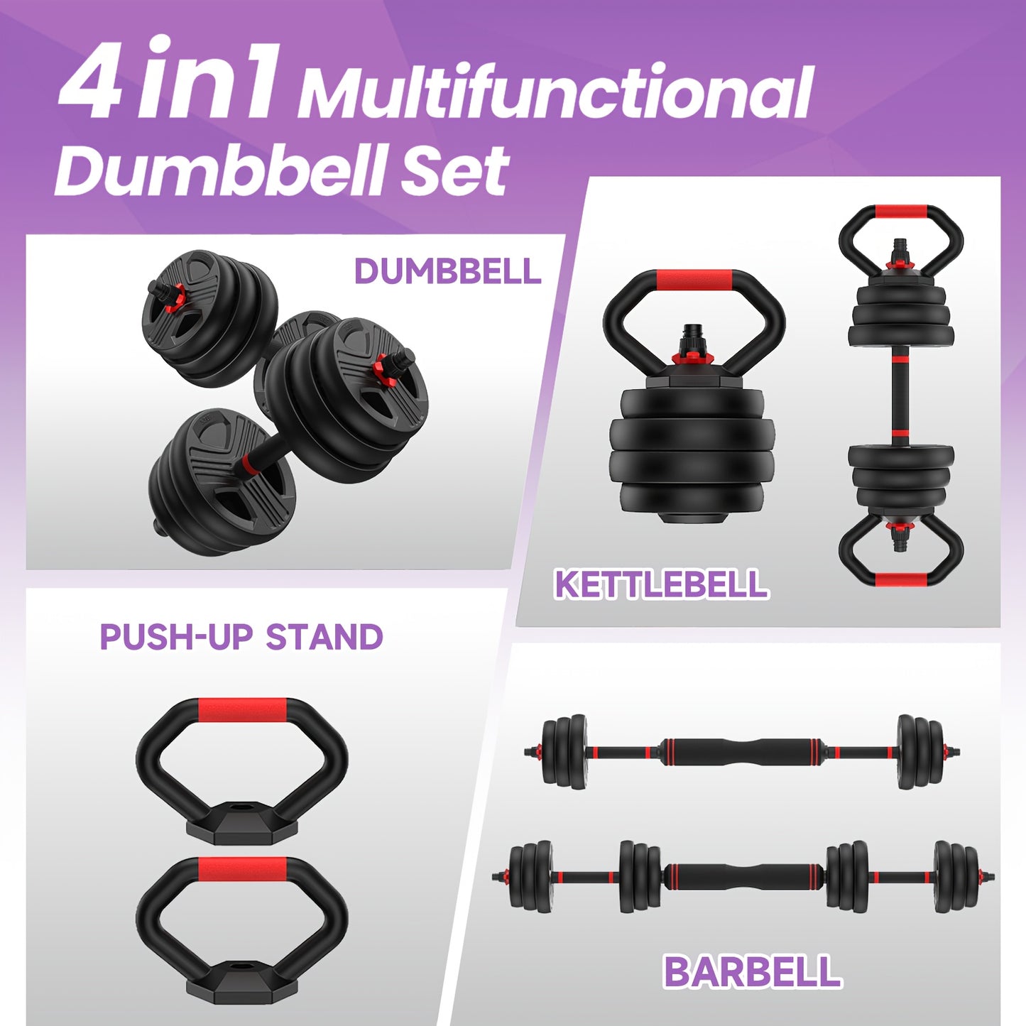 Quick 1-Second 55LBS Adjustable Dumbbell Set - 4-in-1 Weight Set, 20\u002F35\u002F70\u002F90LBS, Perfect for Home Gym Exercise Equipment, Full Body Workout, Strength Training, And Fitness Enthusiasts