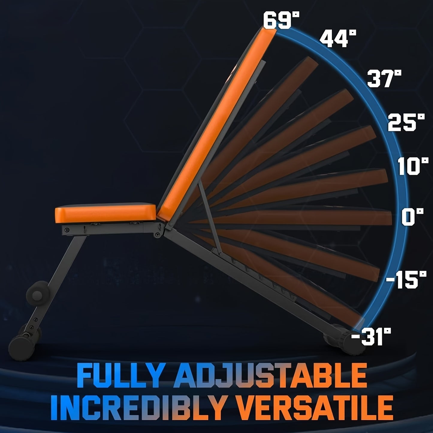 Folding Weight Bench, Multi-Functional Workout Station For Home Gym, Sit-Up Push-Up Bench With Resistance Bands, Fitness Equipment For Strength Training, Iron Construction, Heavy-Duty 660LB Capacity