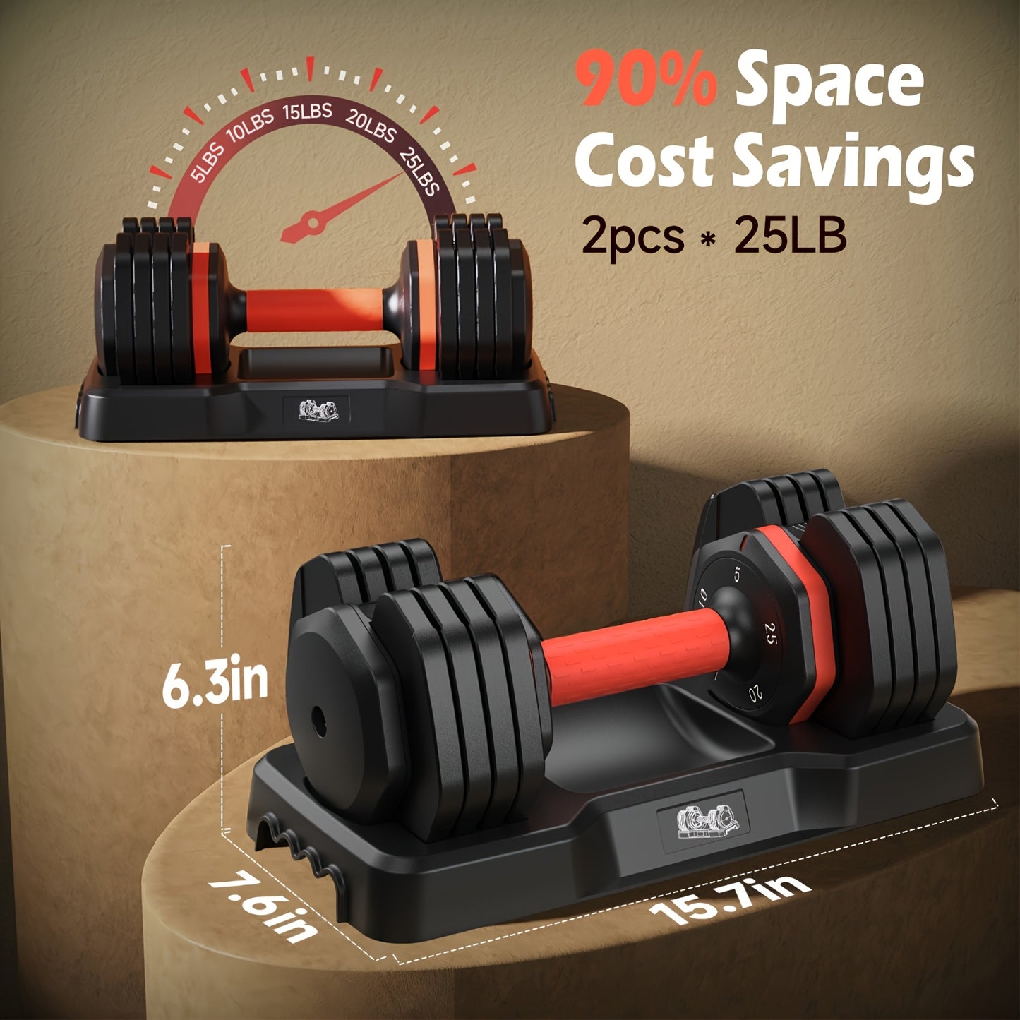25\u002F55LB Adjustable Dumbbell - Quick 1-Second Weight Change, Perfect For Home Gym, Full Body Workout, Strength Training, And Fitness Enthusiasts, Gift For Boy\u002FMen, Effectively Exercise Arm Muscles, Improve The Body'S Motor Coordination