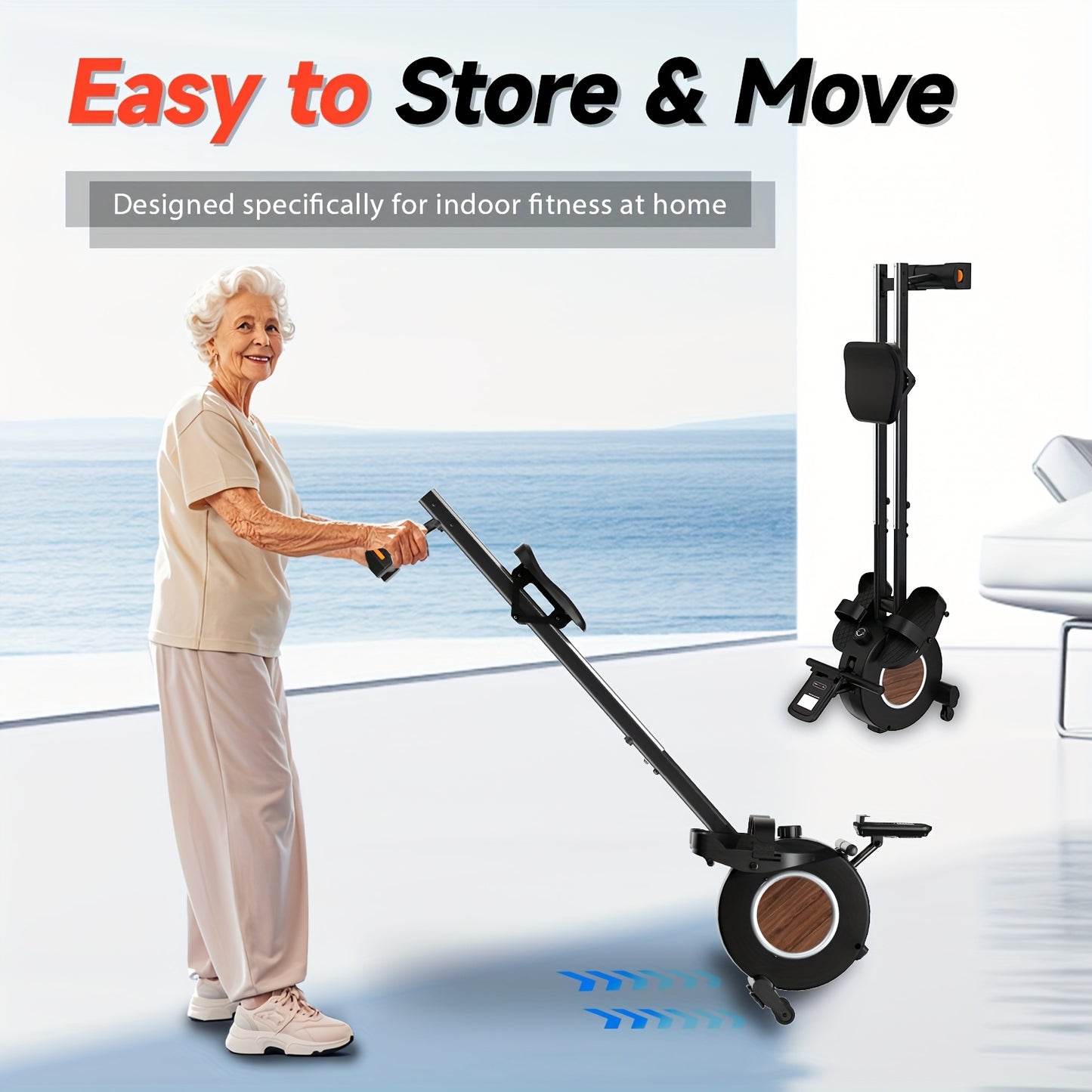 12-Level Resistance Adjustable Hydraulic\u002FMagnetic Water Rowing Machine - 350 lb Weight Capacity, Tablet Holder & Comfort Seat Cushion, Perfect for Home Gym Fitness, Matches Whole Family Fitness Levels