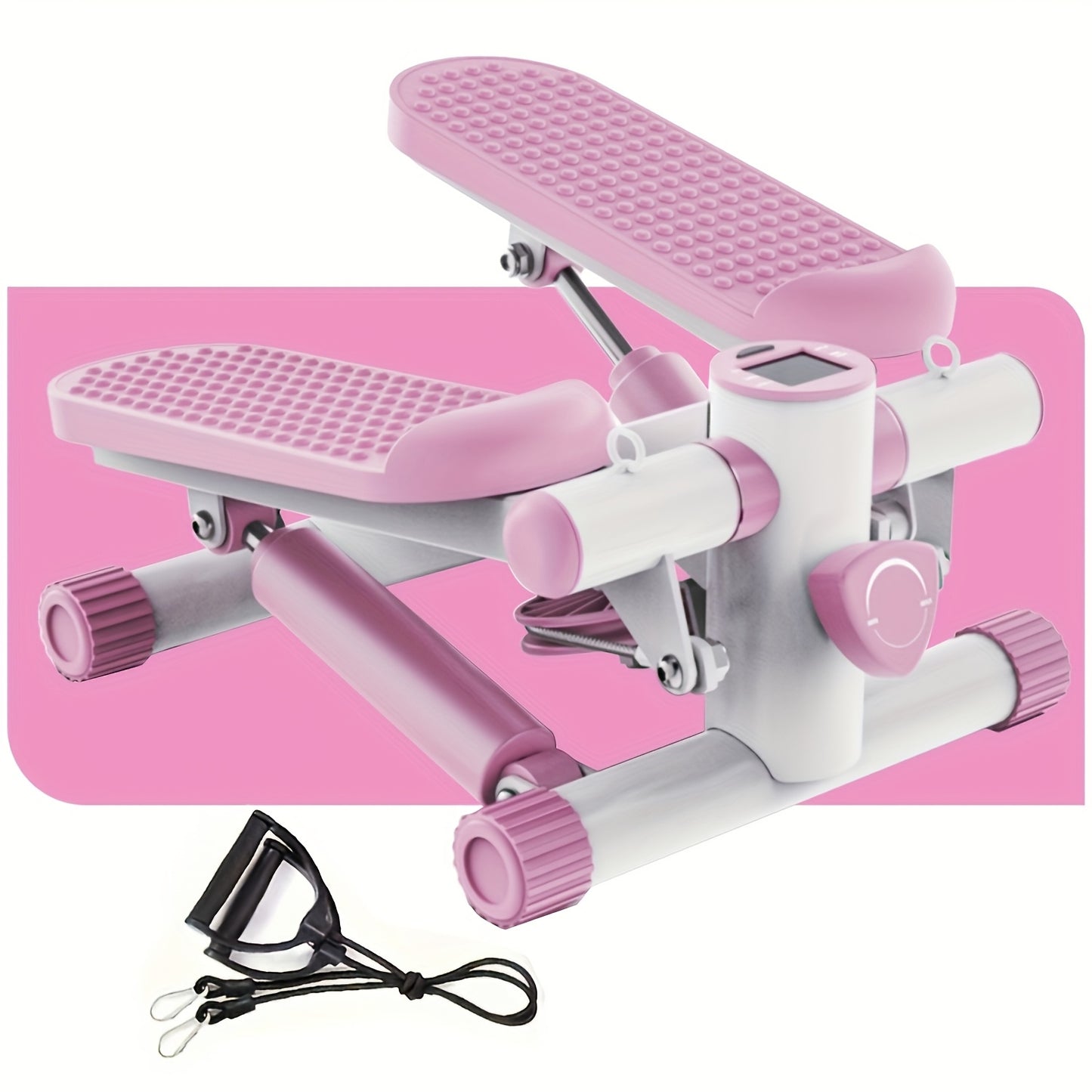 Exercise Stepper, Multi-Functional Mini Stepper With Exercise Equipment, Designed For Home Gym Fitness Exercise, Pink & Grey