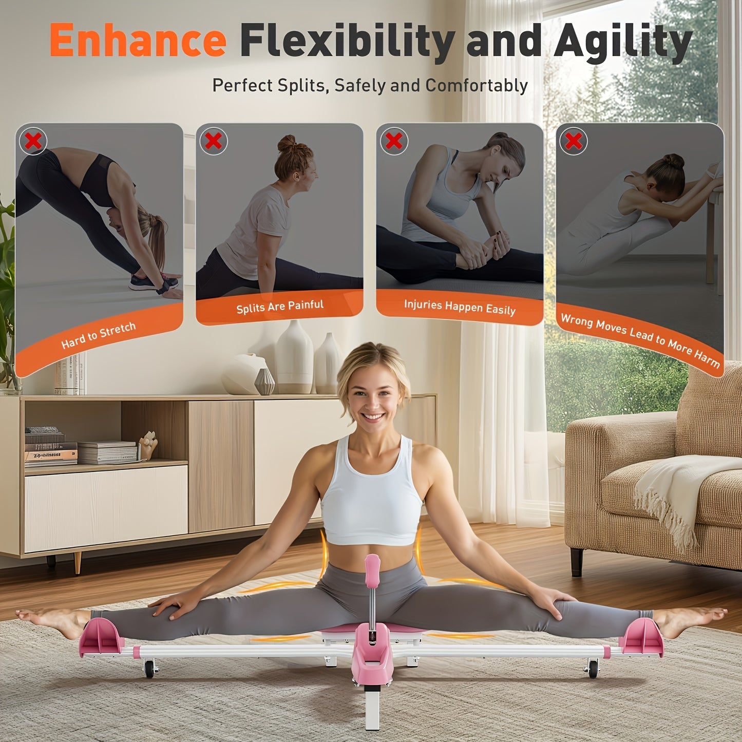 Adjustable Stainless Steel Leg Stretcher 6 Levels Adjustable Stainless Steel Leg Stretcher Machine - Split Machine for Flexibility Training, Leg Stretching, Body Stretching, Fitness Workout, Perfect for Adults or Teens