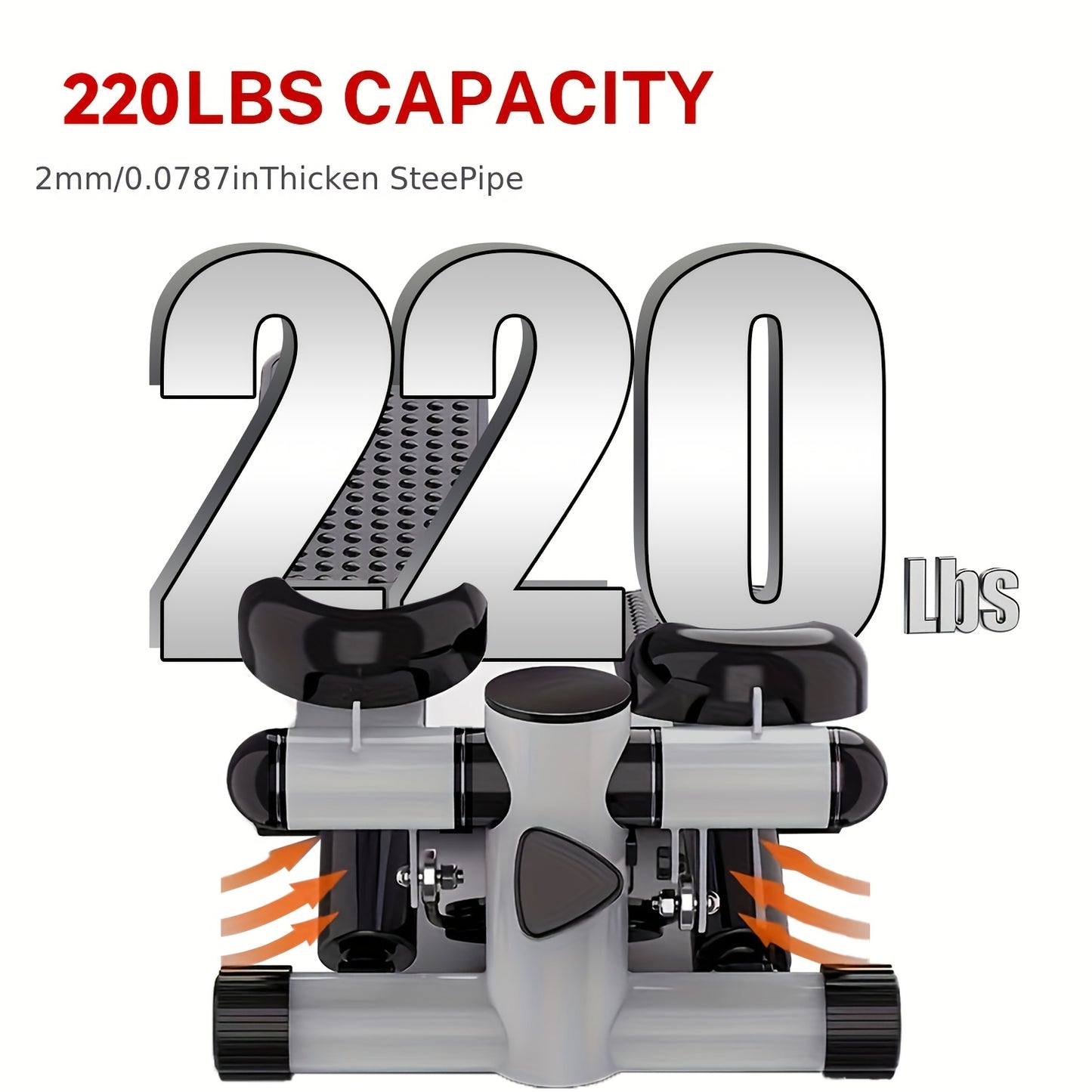 Exercise Stepper, Multi-Functional Mini Stepper With Exercise Equipment, Designed For Home Gym Fitness Exercise, Pink & Grey