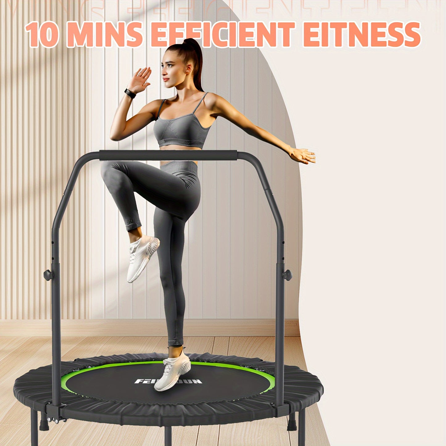 Extra-Sturdy Trampoline Extra-Sturdy 40'\u002F48' Trampoline - Supports Up To 330\u002F440 Lbs, Safety Handle, Perfect For Family Fun & Safe Bouncing Experience, Exercise Trampoline For Adults Indoor\u002FGarden Workout, Green