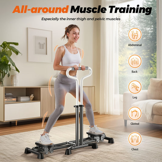 Ultra-Quiet Full-Body Ski Machine Trainer with Double Armrests, Adjustable Resistance (10LB to 300LB), Foldable Design for Home Workouts – Targets Inner Thighs, Pelvic Floor, Back, Legs & Chest