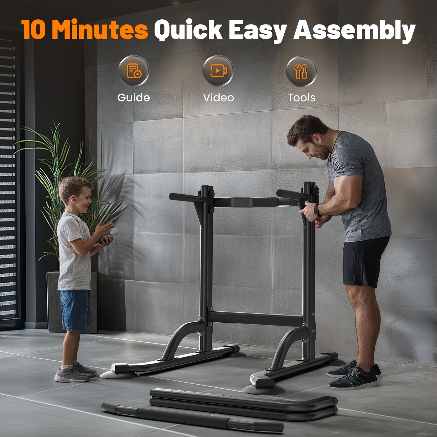 All - In - One Home Gym Essential: 330LBS Capacity Multi - Function Power Tower With Pull - Up Bar & Upgraded Adjustable Foot Cover For Full - Body Workouts