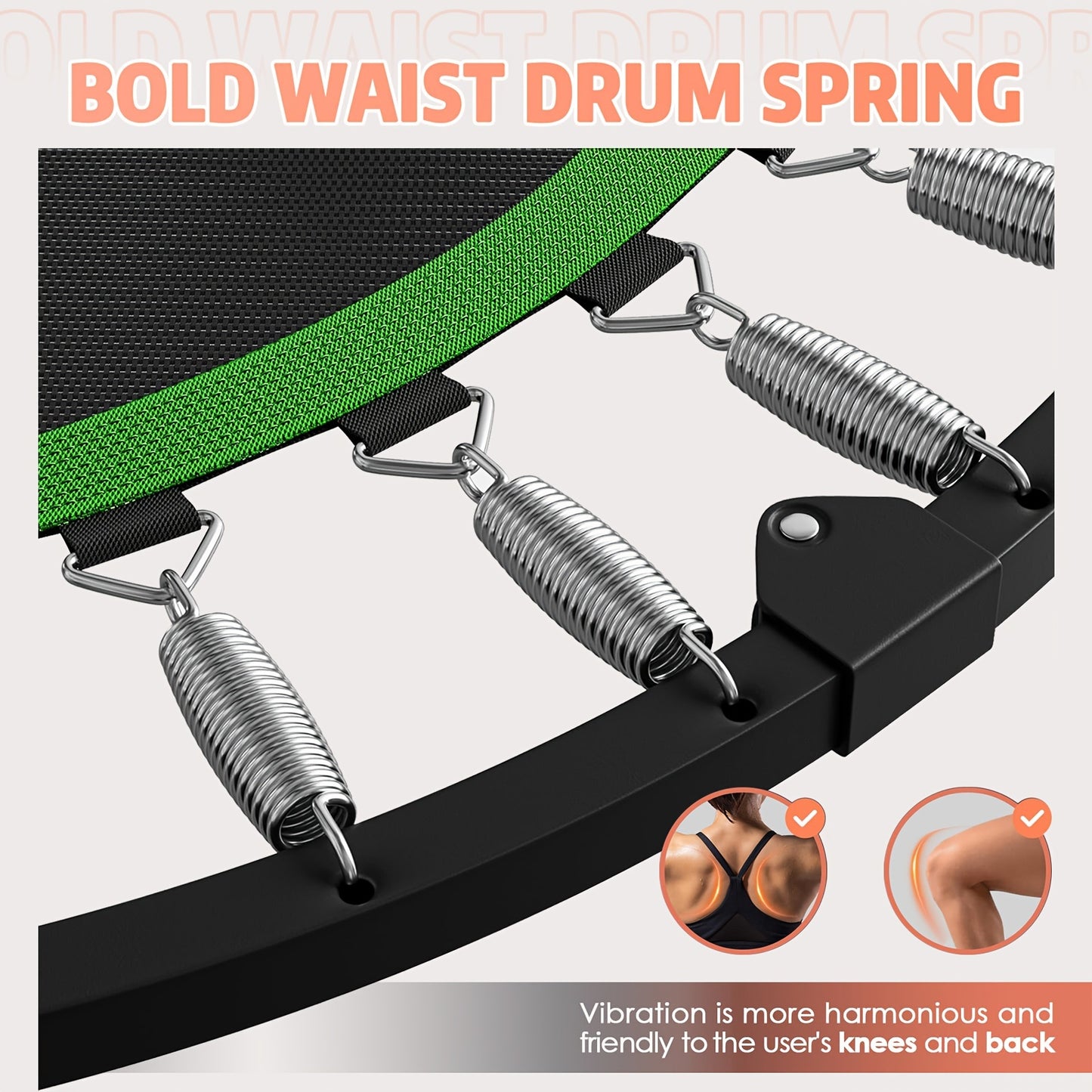 48' Extra-Sturdy Trampoline with Safety Handle - Supports Up to 330\u002F440 Lbs, Round Black Trampoline for Family Fun, Safe Bouncing Experience, Indoor & Outdoor Workout Equipment for Adults, Trampoline for Outside