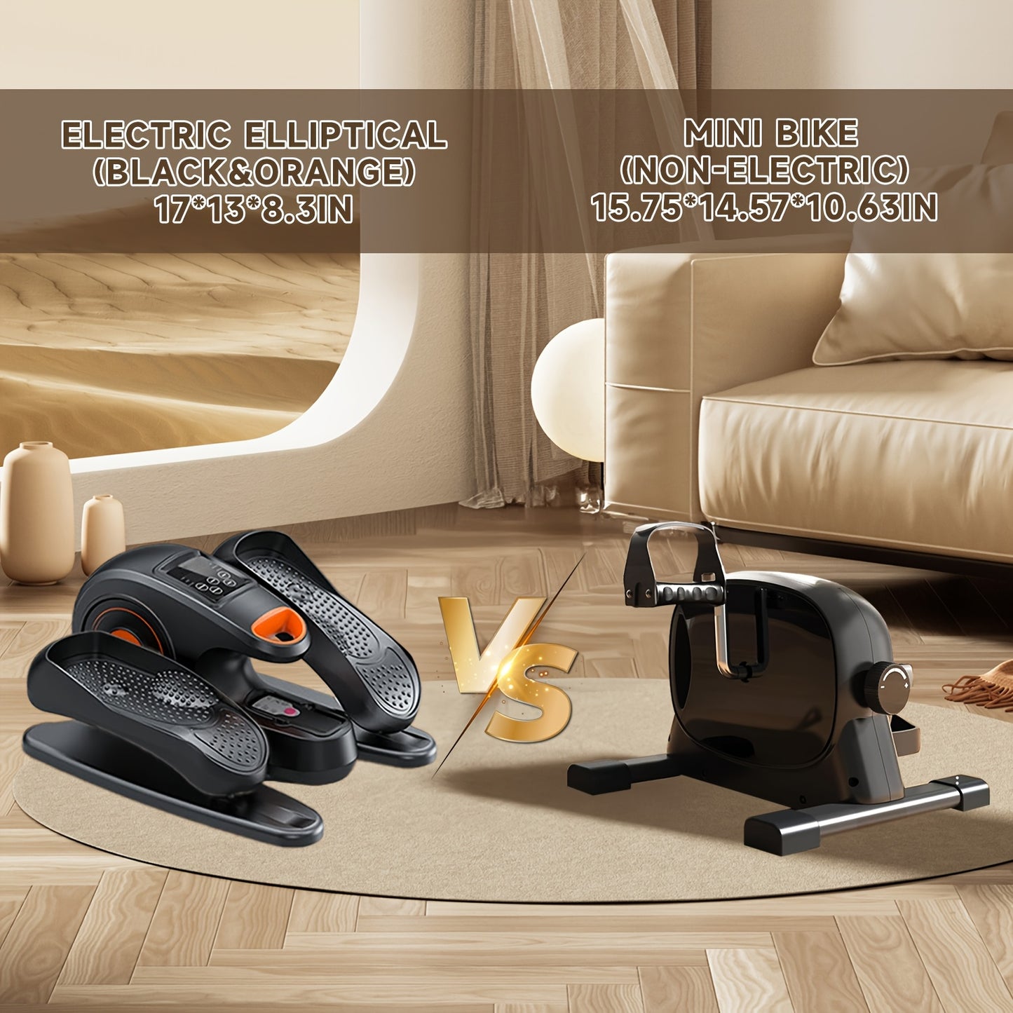 Quiet & Portable Under Desk Elliptical Machine - Fully Assembled Mini Bike\u002FStepper with Digital Display, Ideal for Leg Muscle Strengthening, Comfort Design, Perfect Gift for Seniors & Parents, US Plug, Elliptical Exercise Machine for Home