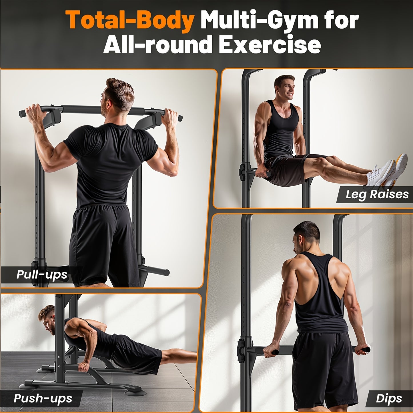 Multi-Function Power Tower Dip Station & Pull Up Bar - 330LBS Capacity, Ideal Home Gym Equipment For Total Body Workouts