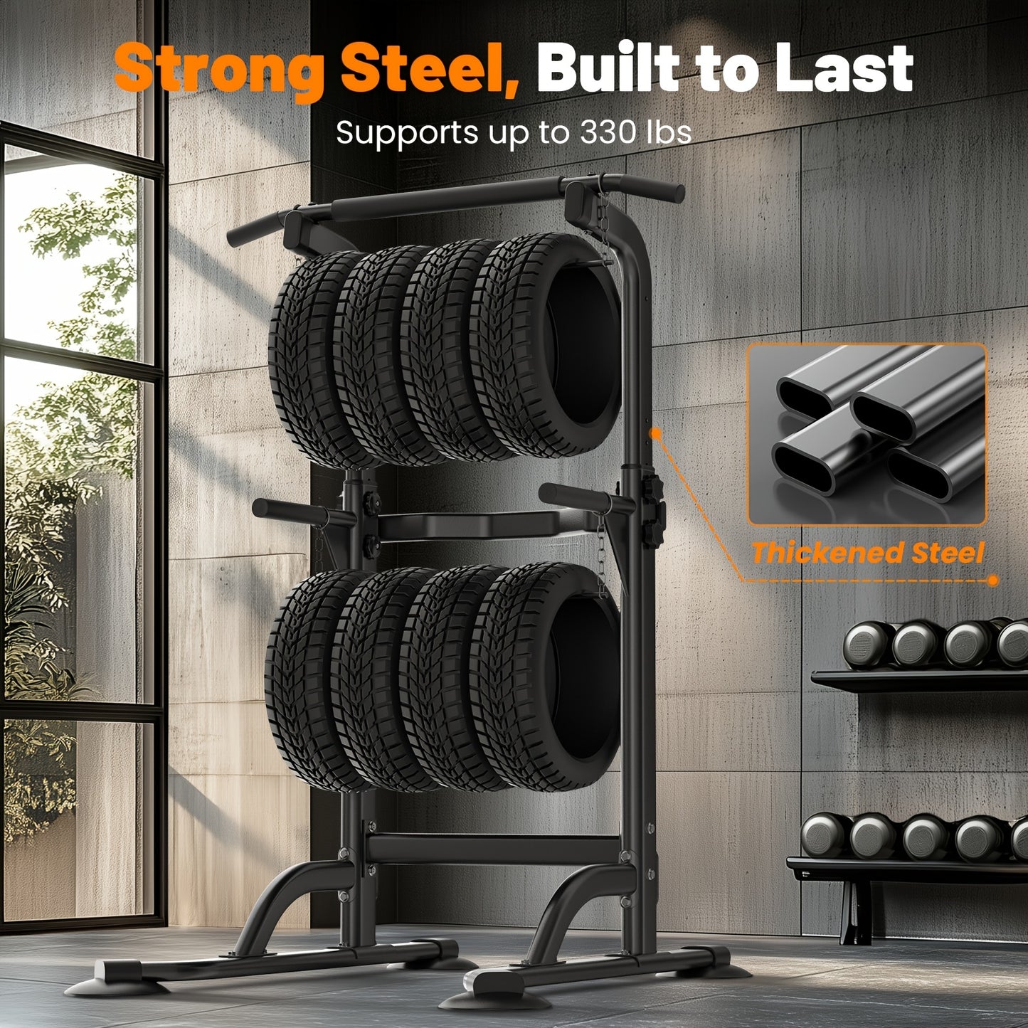 Multi-Function Power Tower Dip Station & Pull Up Bar - 330LBS Capacity, Ideal Home Gym Equipment For Total Body Workouts