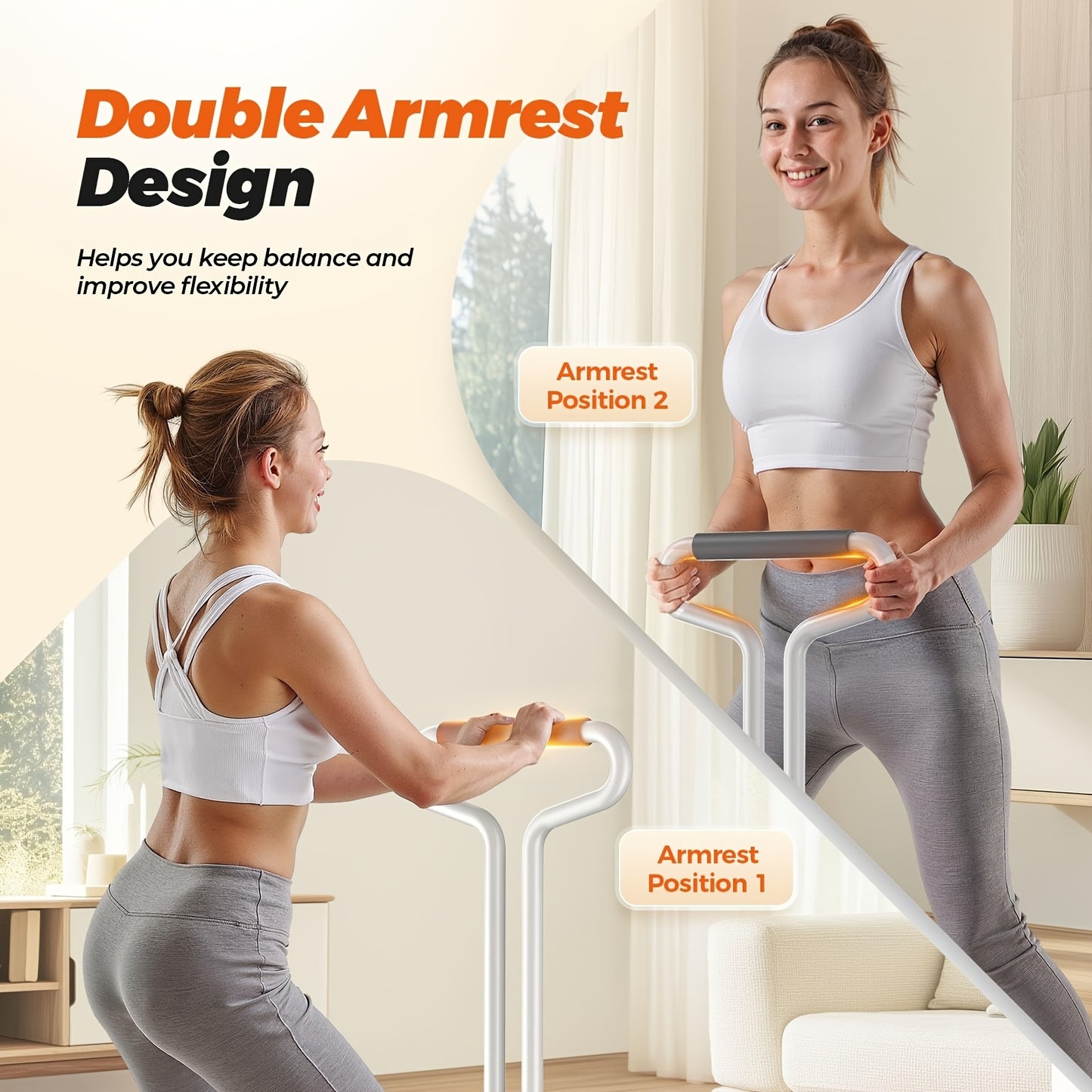 Ultra-Quiet Full-Body Ski Machine Trainer with Double Armrests, Adjustable Resistance (10LB to 300LB), Foldable Design for Home Workouts – Targets Inner Thighs, Pelvic Floor, Back, Legs & Chest