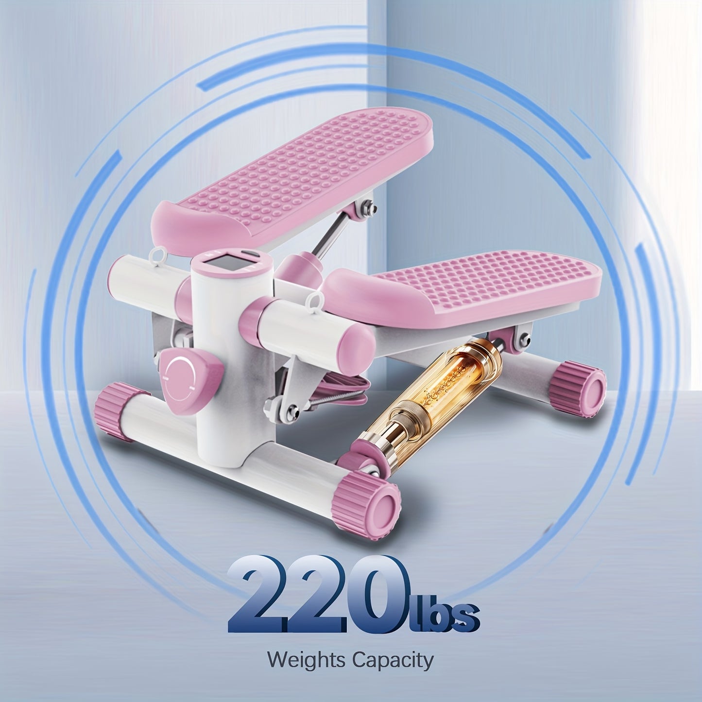 Exercise Stepper, Multi-Functional Mini Stepper With Exercise Equipment, Designed For Home Gym Fitness Exercise, Pink & Grey