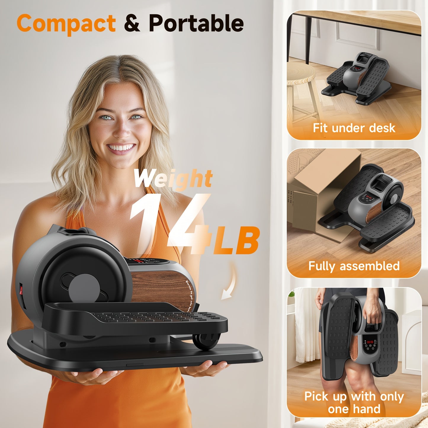 Under Desk Electric Elliptical Machine\u002FExercise Bike\u002FPerdal, 10*10 Speed & Resistance, Fully Assembled, Quiet & Portable, Pedal Workouts To Energize Leg Muscles, Perfect Gift For Seniors\u002FParents